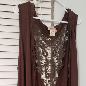 Open Front Brown Lady Noiz Cardigan